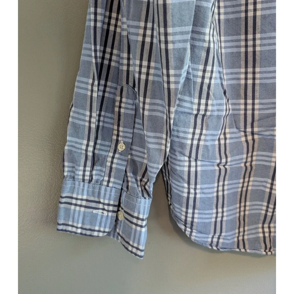 J. Crew Mens XL Blue Plaid Shirt Tailored Fit Long Sleeve Button Down Cotton L